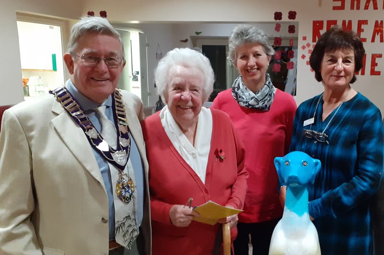 Left to right: Former Haslemere mayor Cllr John Robini with Dr Hunter, Anne Downing, the chairman of The Hunter Centre, and Margaret Barlow, a trustee of the centre