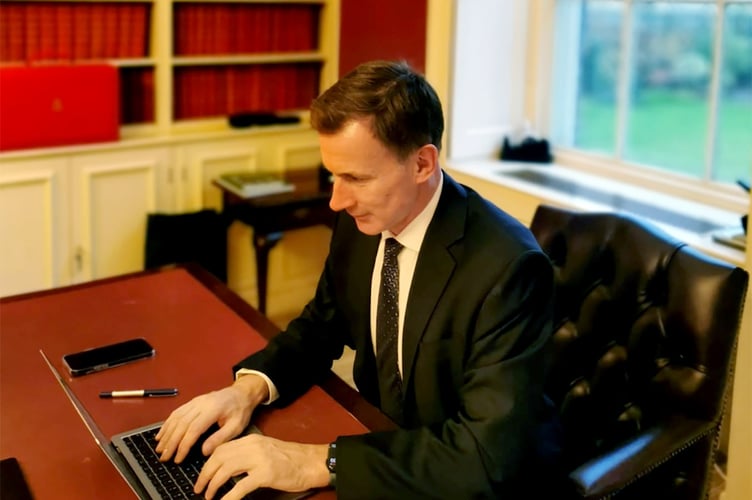 Jeremy Hunt at work in his office in Downing Street