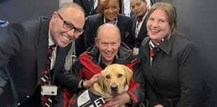 One man and his dog visit Northern Ireland school