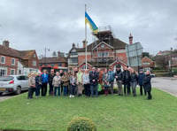 Ukrainian families and hosts observe minute's silence in Haslemere