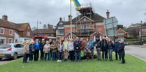 Ukrainian families and hosts observe minute's silence in Haslemere