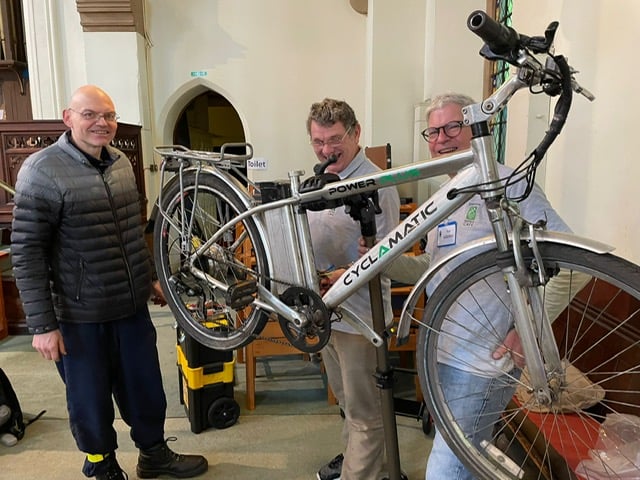 The Farnham Repair Cafe volunteers recently fixed their first electric bike