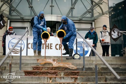 ‘Sewage’ poured outside Thames Water headquarters by XR rebels