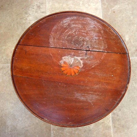 A mahogany table before getting the Haslemere Repair treatment... (see below for the 'after' pic)