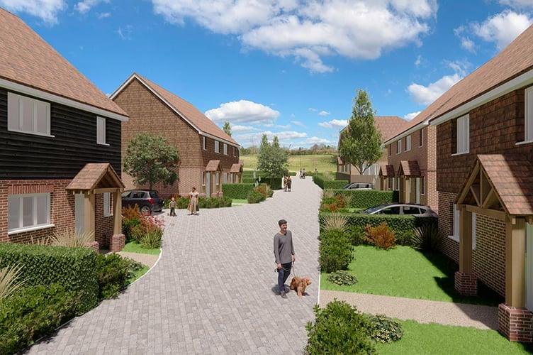 An artist's impression of Gleeson's plans for more than 80 homes south of Old Park Lane in Farnham