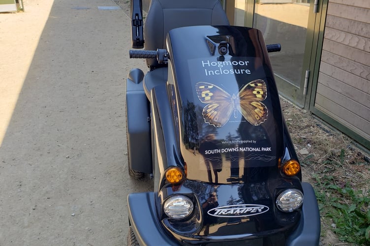 The Tramper off-road mobility scooter at Hogmoor Inclosure, June 2023.