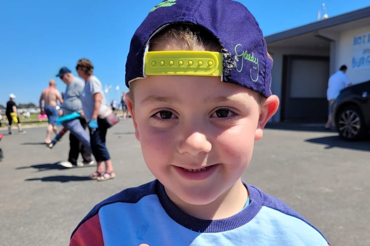 Oscar Hutton, then aged three, fell 12 feet onto a tiled floor at his grandparents’ home in May 2019