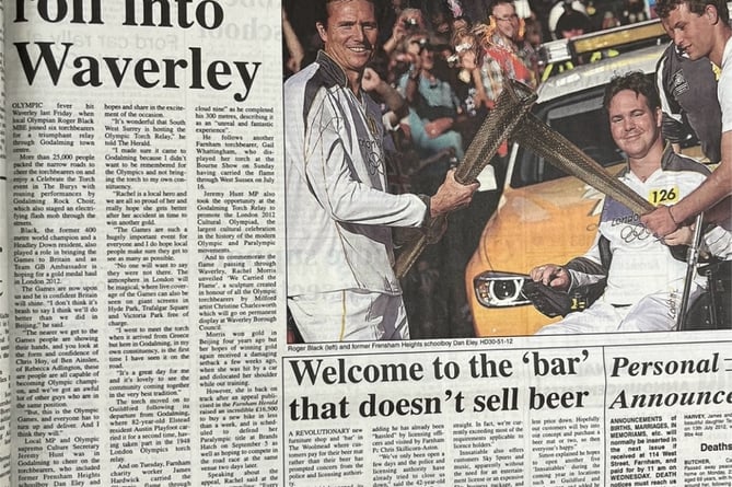 Farnham Herald Olympic Torch Front Page