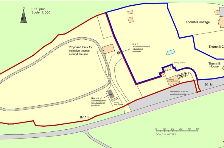 Bespoke architects site plan for new units of accommodation and access track around petting farm 