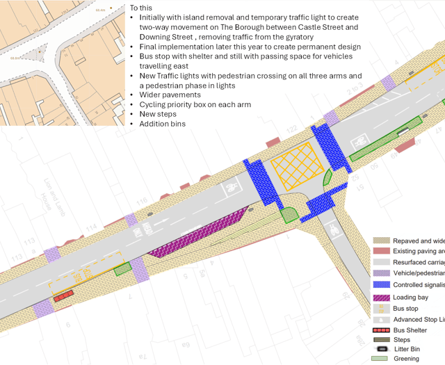 Downing Street islands to be washed away in town centre revamp